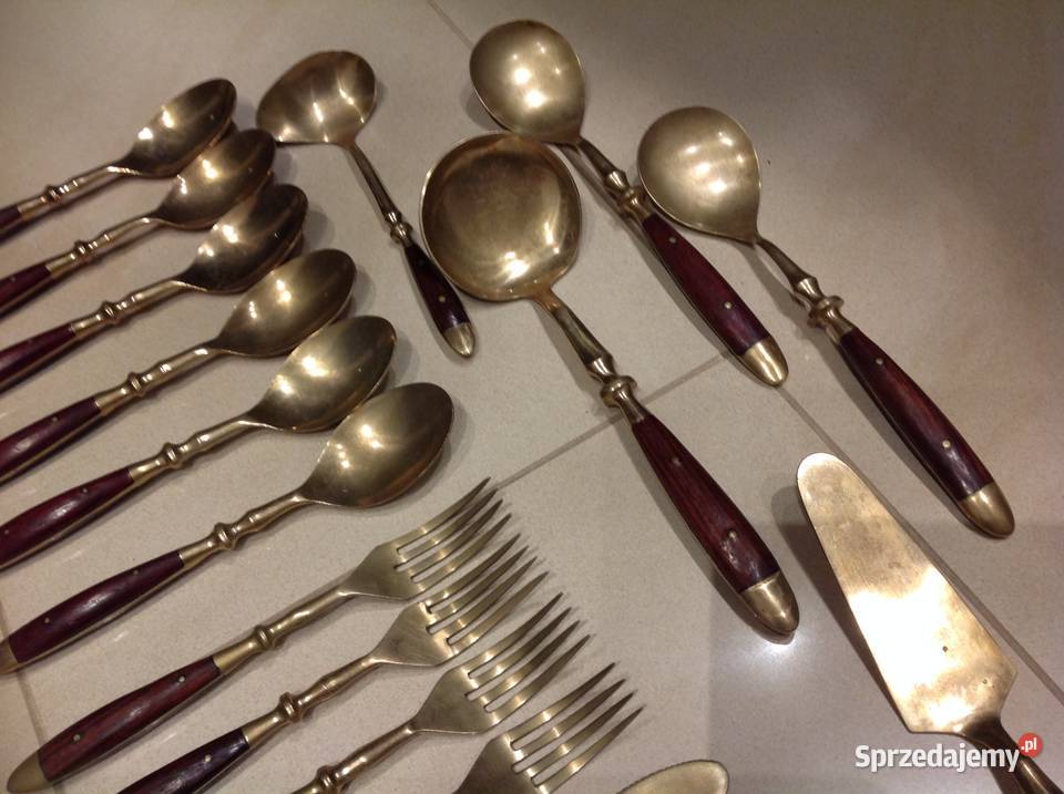 Zestaw Sztućców Brąz Drewno Wiśniowe 37 STARE Pozostałe Nowa Sól