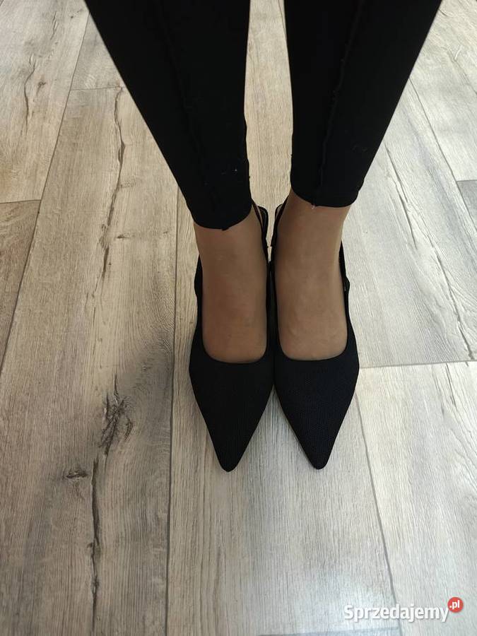 43 Czarne czółenka wieczorowe z odkrytą piętą 28cm Kraków