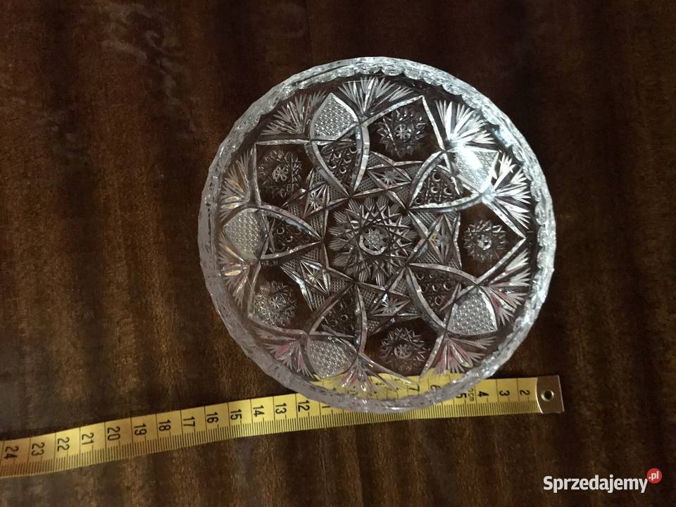 Kryształowa płytka miseczka 15 ręczny szlif PRL Łódź