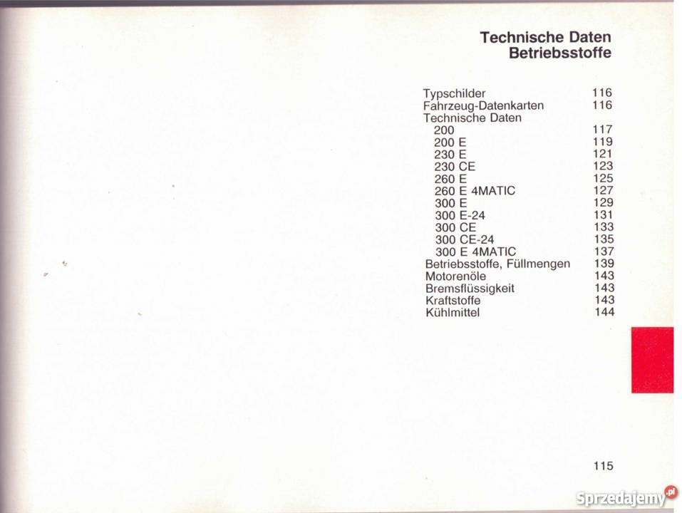 Instrukcja obsługi do mercedesa W124 Klasa E warmińsko-mazurskie