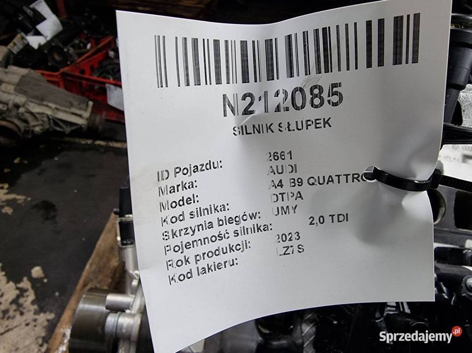 SILNIK SŁUPEK AUDI A4 B9 QUATTRO DTP 20 TDI kujawsko-pomorskie Lipno