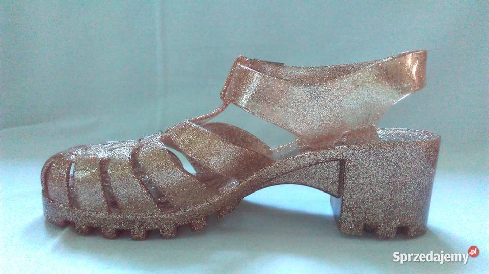 SANDAŁY damskie ZŁOTE guma r 3839 NOWE Sandały i klapki Białystok