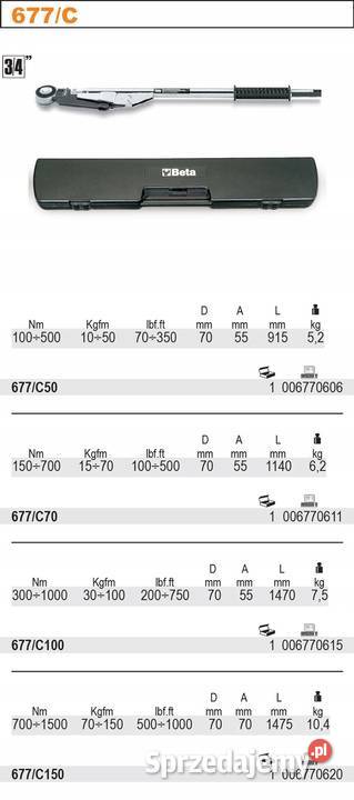 BETA 677C100 KLUCZ DYNAMOMETRYCZNY 34 100500NM kujawsko-pomorskie Toruń