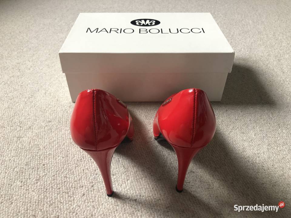 Szpilki skórzane czerwone Mario Bolucci czarne