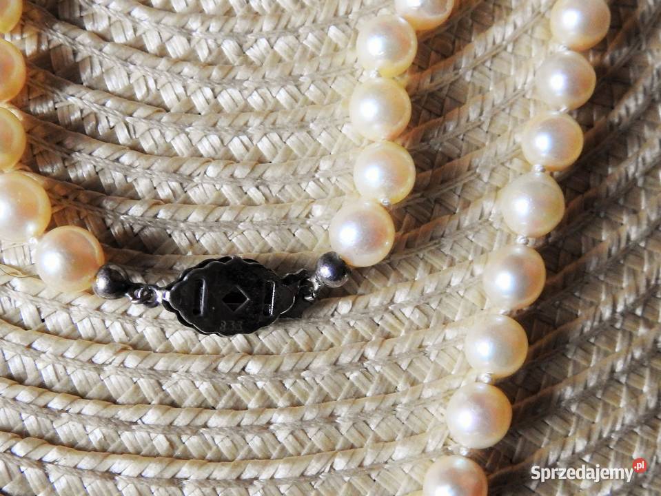 Naszyjnik z białych pereł słodkowodnych Pobiedziska