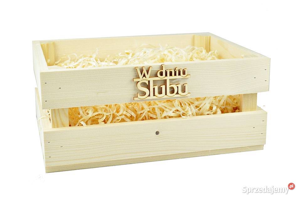 SKRZYNKA DREWNIANA NA PREZENT BOX W DNIU ŚLUBU