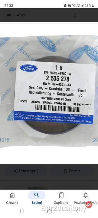 Uszczelniacz WAŁU KORBOWEGO FORD TRANSIT CUSTOM Radom
