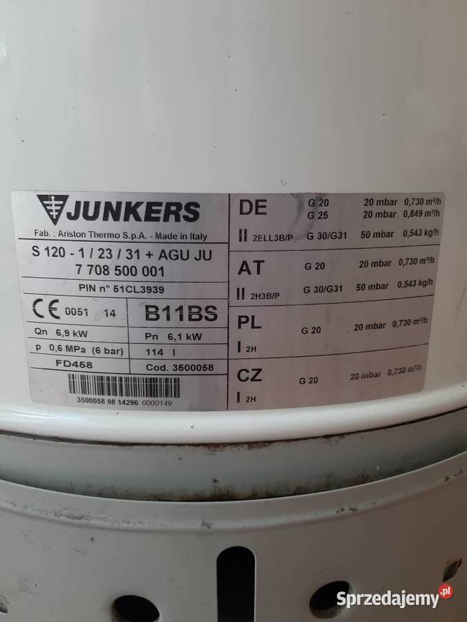 Pojemnościowy podgrzewacz wody gazowy Junkers Pabianice