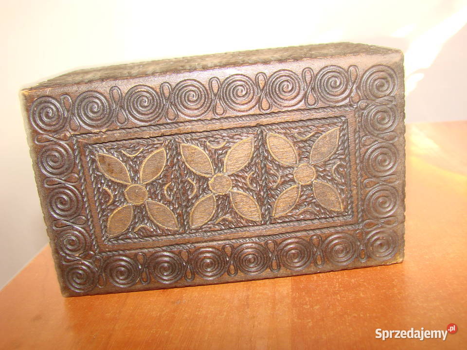 drewniane pudełko na karty PRL Pruszcz Gdański sprzedam