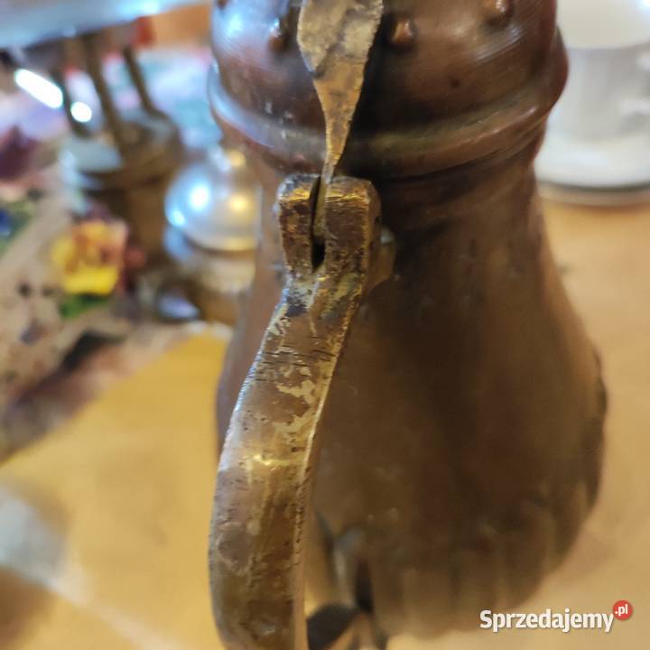 Dzbanek miedziany mosiądzowany XIX wiek starszy Wrocław sprzedam