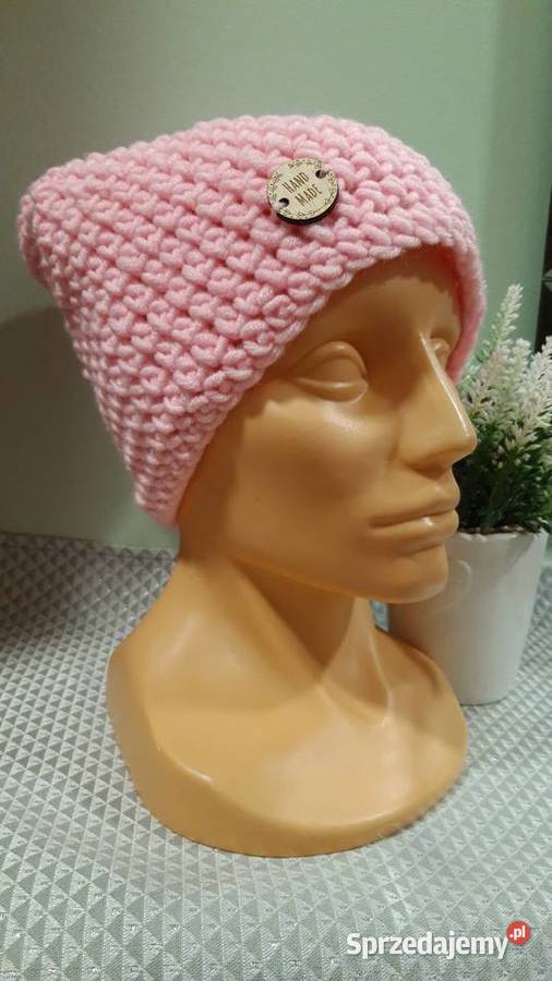 Czapka smerfetka delikatny róż Handmade Wrocław