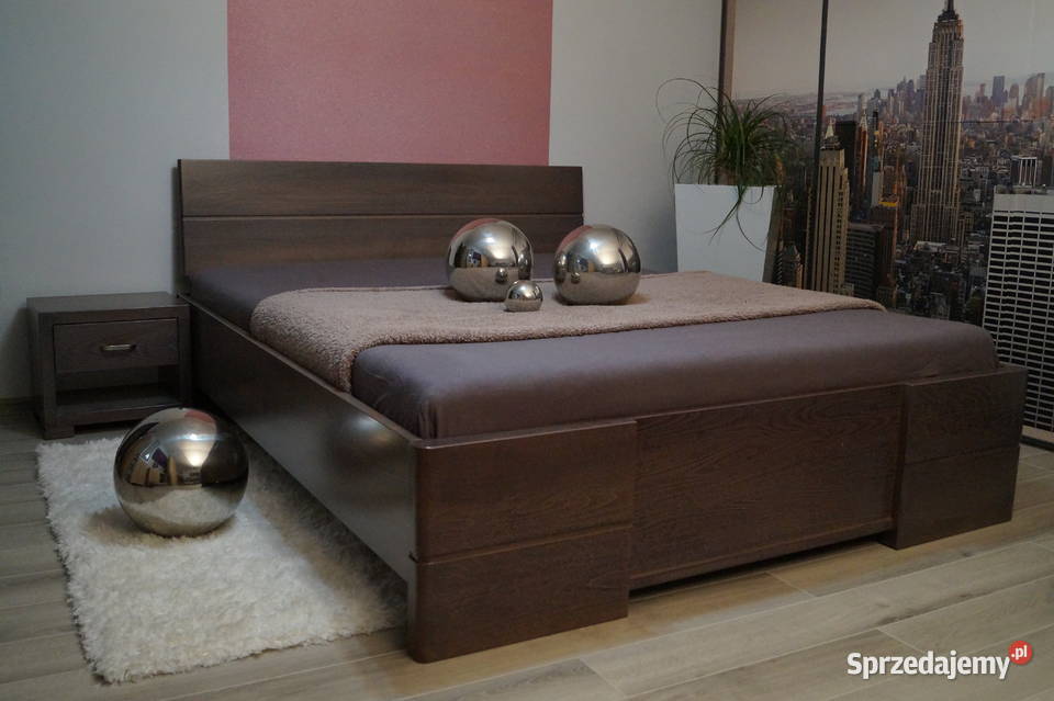 Dwuosobowe łóżko podwójne drewniane bukowe lite drewno buk