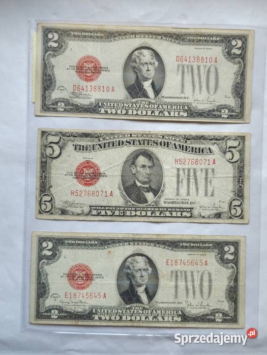 O 10 USA zestaw 3 banknotów 1928 2 5 2 Red Seal Ostrów Mazowiecka