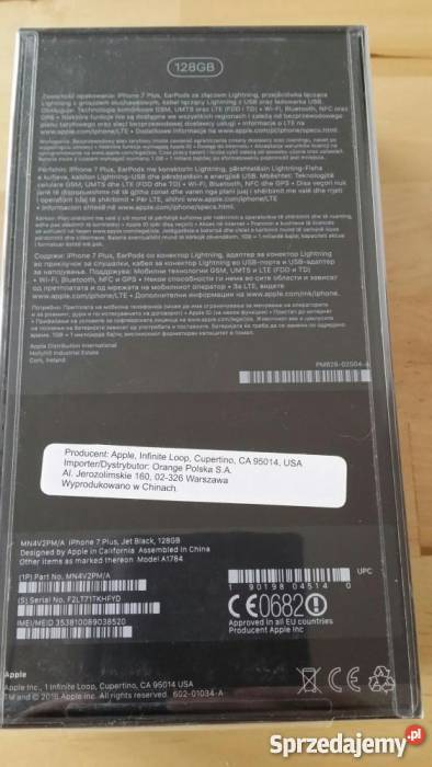 Nowy Apple IPhone 7 Plus 128 Gb zafoliowany z Warszawa