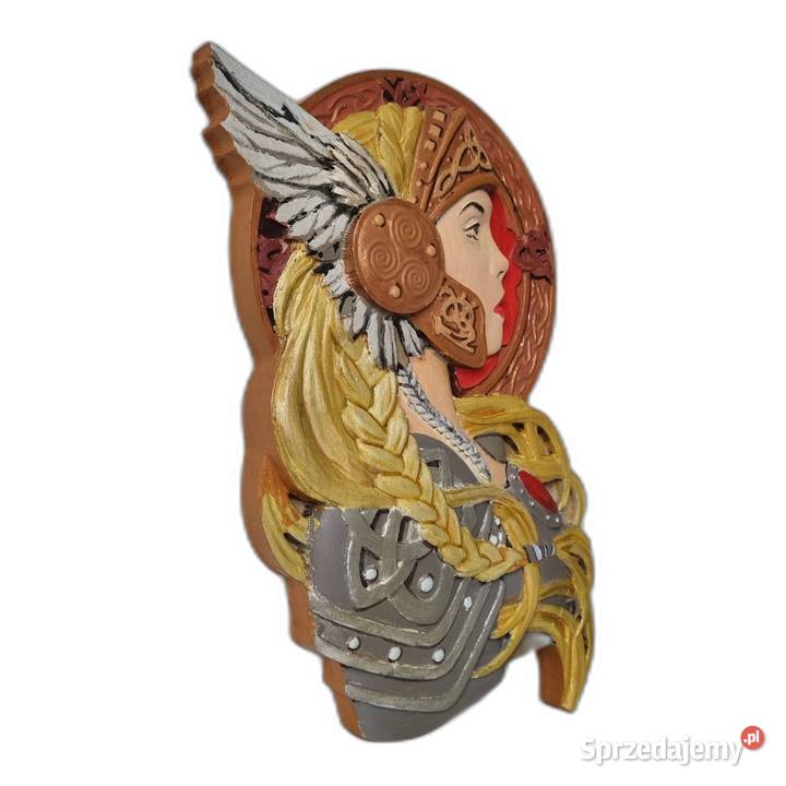 Płaskorzeźba Nordic Valkiria Ręcznie Malowana Malechowo