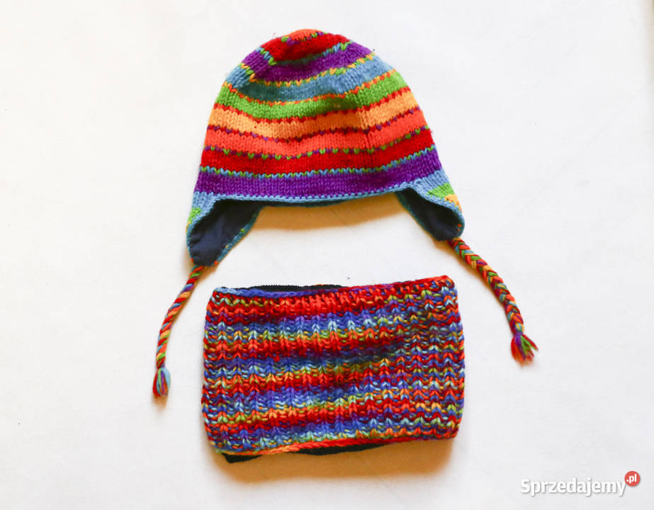 Komplet dziecięcy wełniany czapka i komin