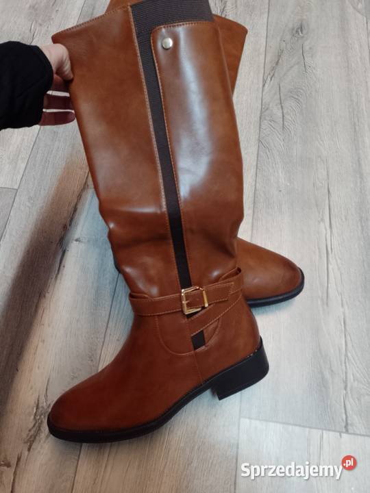 41 Brązowe ocieplanie Kozaki oficerki biznesowe Kraków sprzedam