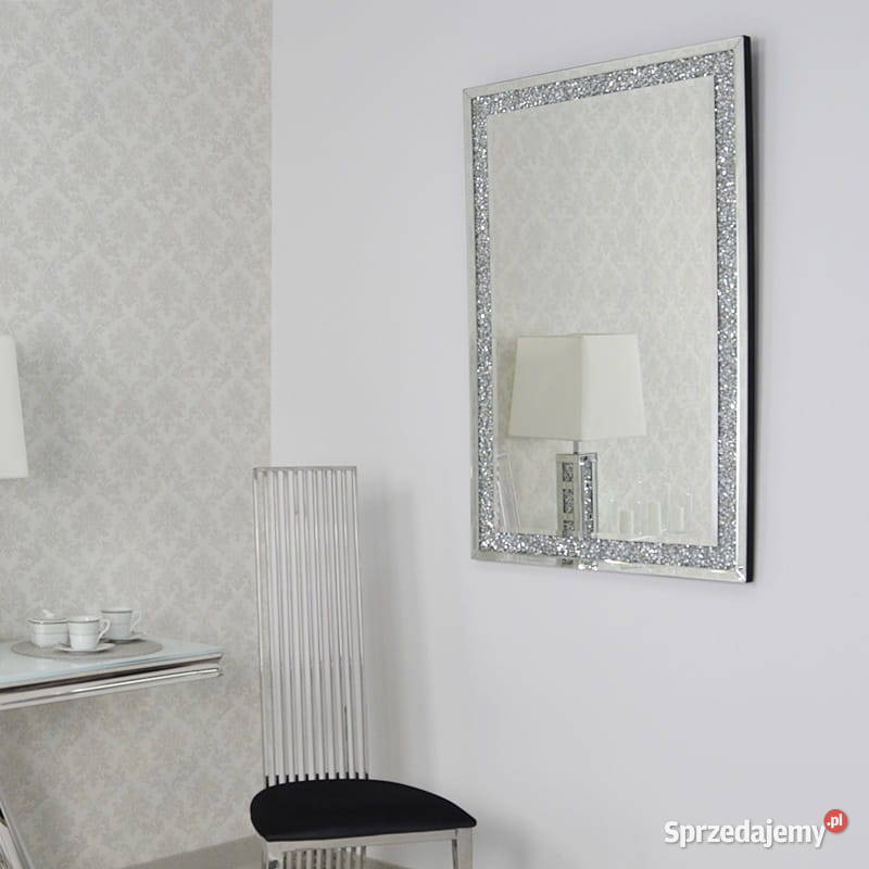 Kryształowe srebrne lustro glamour do salonu Dom i Ogród Warszawa