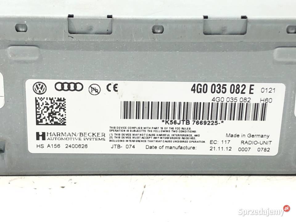 TUNER RADIA AUDI A4 B8 4G0035082E 0715 Sprzęt audio fabryczny