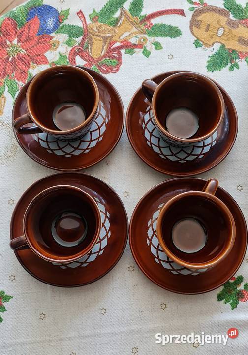 Pruszków Porcelit filiżanki Design PRL odcienie brązowego Katowice sprzedam