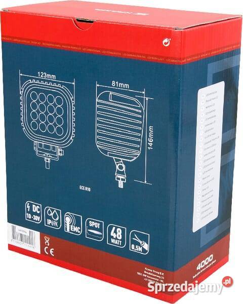 Lampa robocza LED kwadratowa 48W 4000 lm 1030V Kamionna