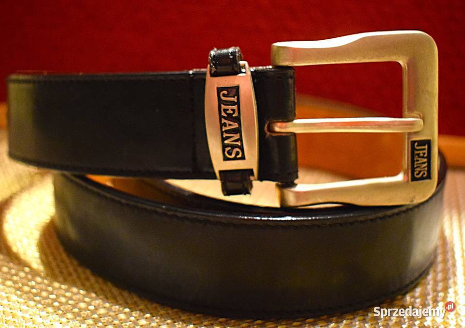 Pasek Jeans z metalową klamrą i końcówką gruby z