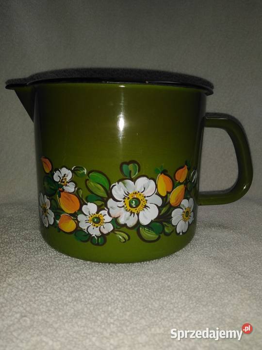 Emaliowany garnuszek z rączką sprzedam