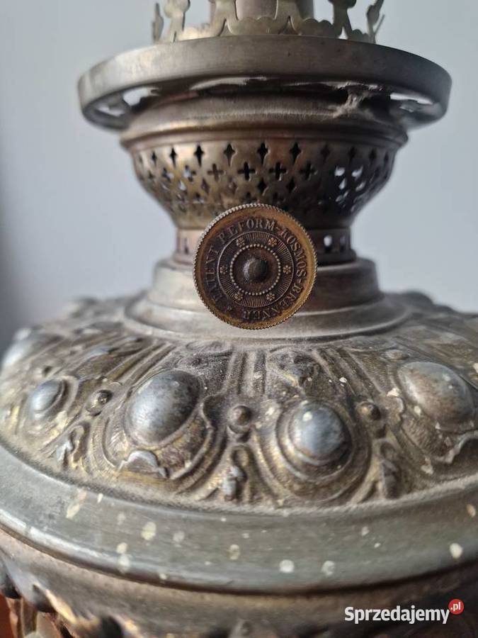 Zabytkowa mosiężna lampa naftowa Skierniewice