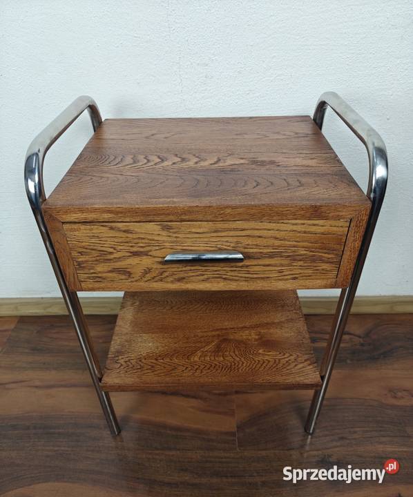 Szafka nocna lity dąb chrom brąz Bauhaus Art Warszawa