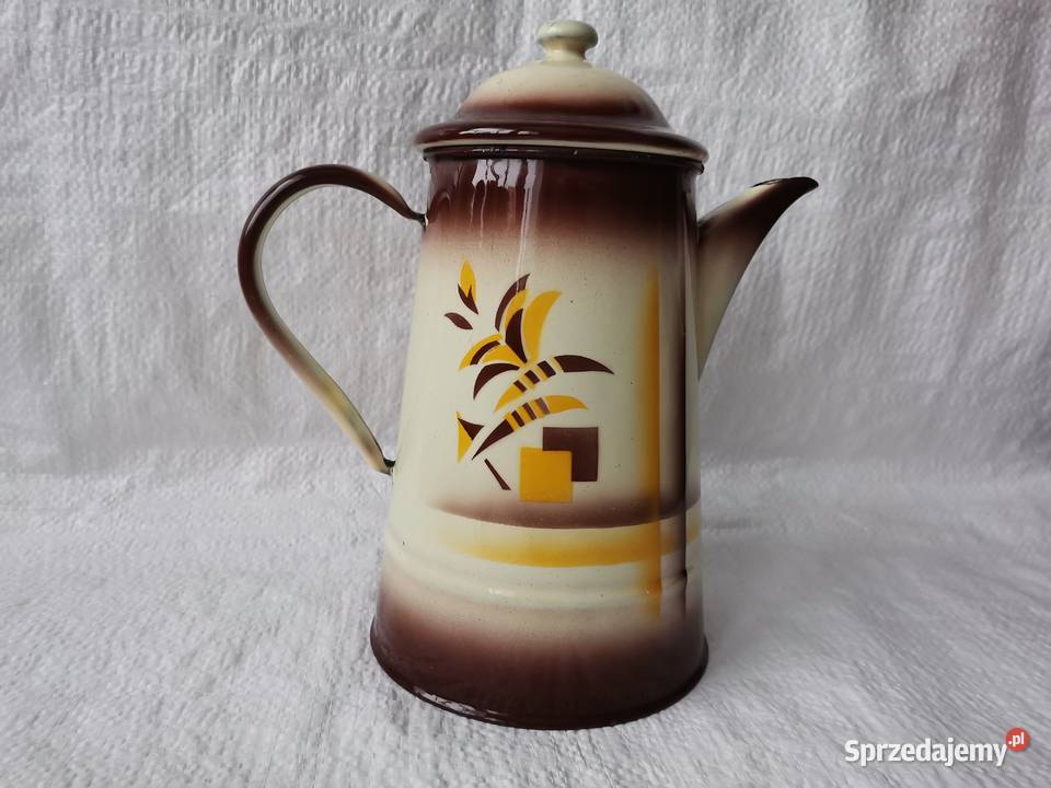 Stary duży metalowy dzbanek emalia Siemianowice Śląskie