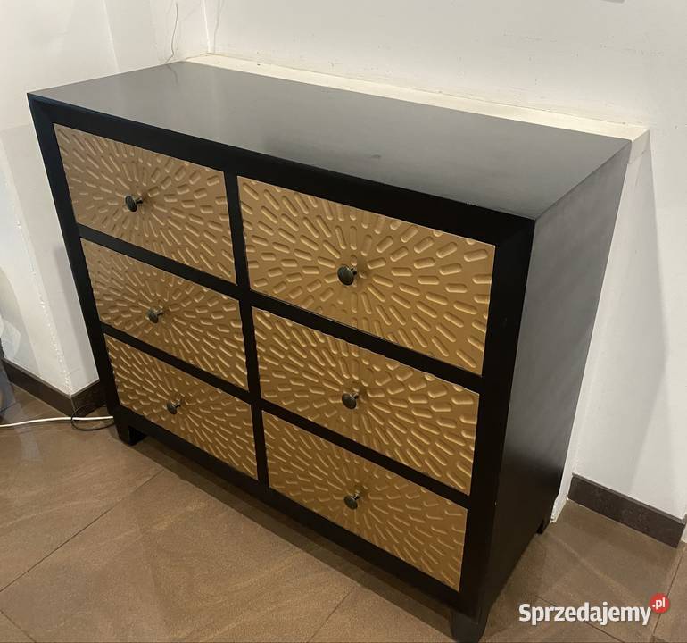Komoda czarna ze złotymi szufladami Ustanów