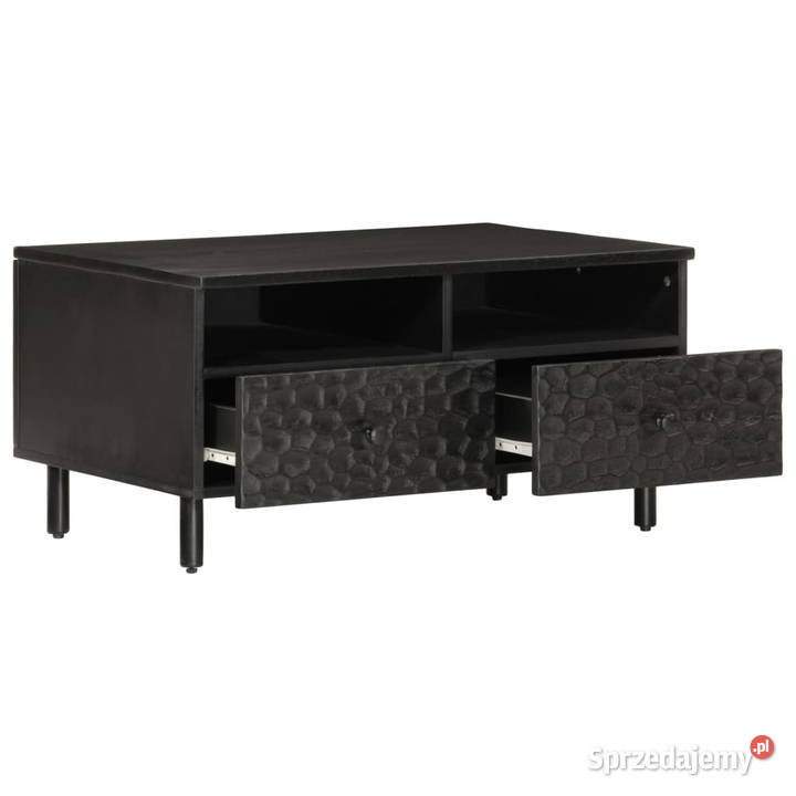 Stolik kawowy czarny 80x54x40 lite drewno mango