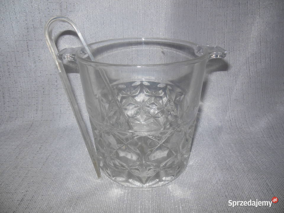Kubełek szklany na lód ze szczypcami
