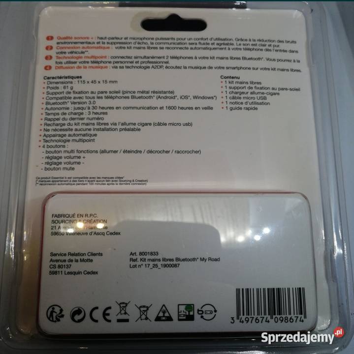 Zestaw głośnomówiący Bluetooth francuskiej firmy Kobylany