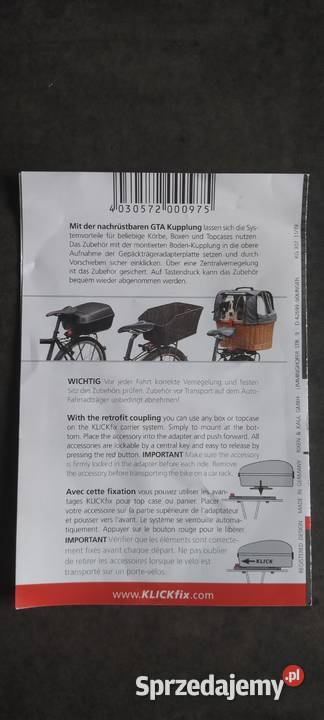 Adapter bagażnika Klikfix komplet do koszyków
