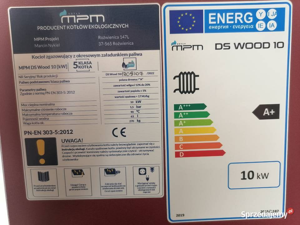 Kocioł na drewno MPM DS WOOD 10 kW podkarpackie Dębica