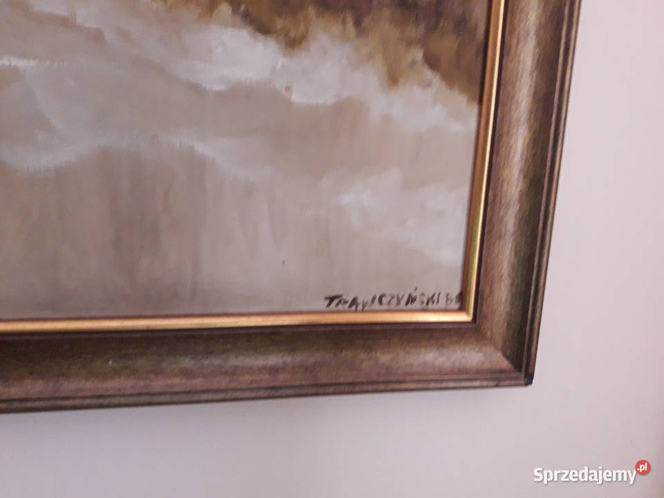 Stary Wielki obraz olejny malowany na płótnie