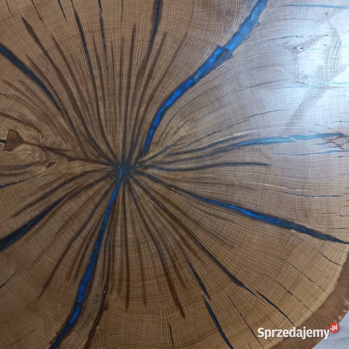 Nowoczesny stolik kawowy z niebieską żywicą śląskie Starcza