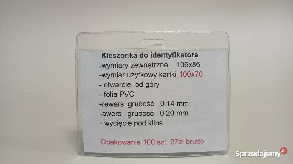 Etui foliowe na identyfikator 100x70 op100 Warszawa