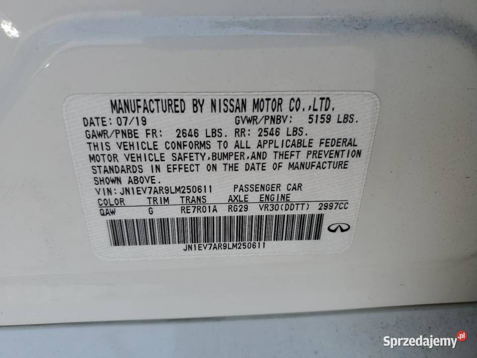 2019 INFINITI Q50 PURE automatyczna Częstochowa