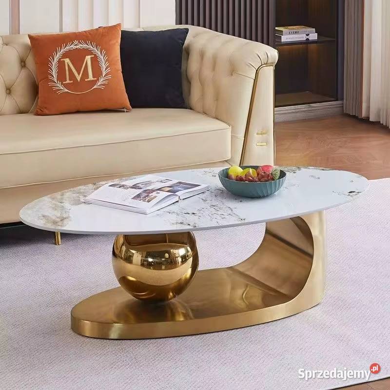 Złoty stolik kawowy Premium Milenio z kamiennym małopolskie