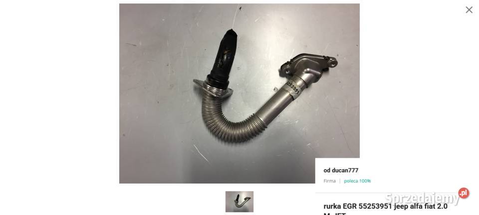 rura rurka EGR 55253951 jeep alfa fiat 20 MJET Części samochodowe