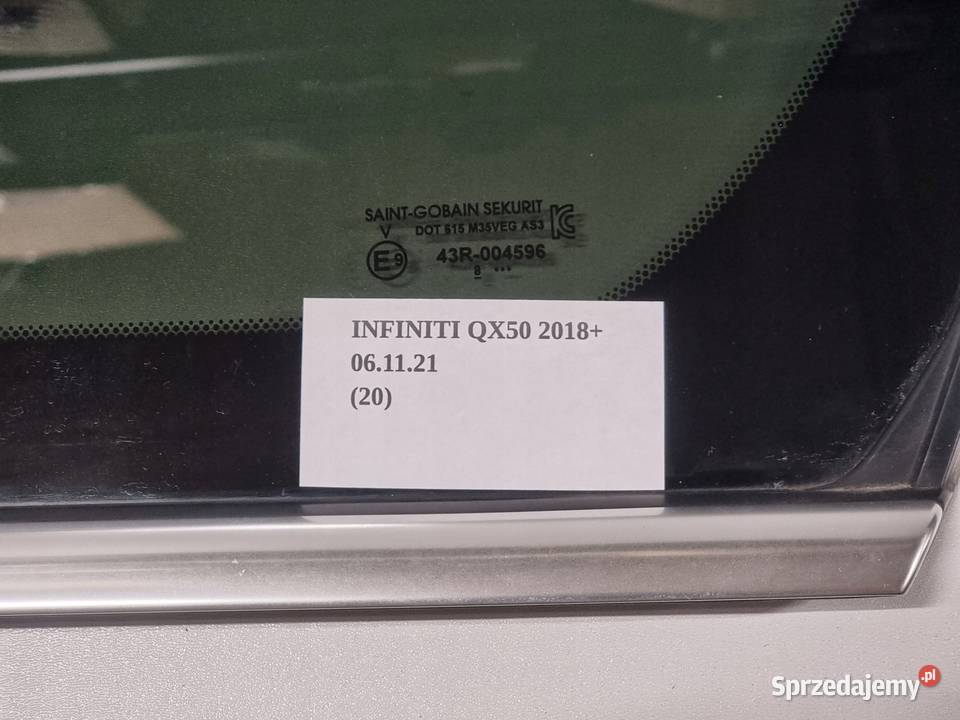 SZYBA W KAROSERIE PRAWY TYŁ INFINITI QX50 2018 wielkopolskie Nowy Tomyśl sprzedam