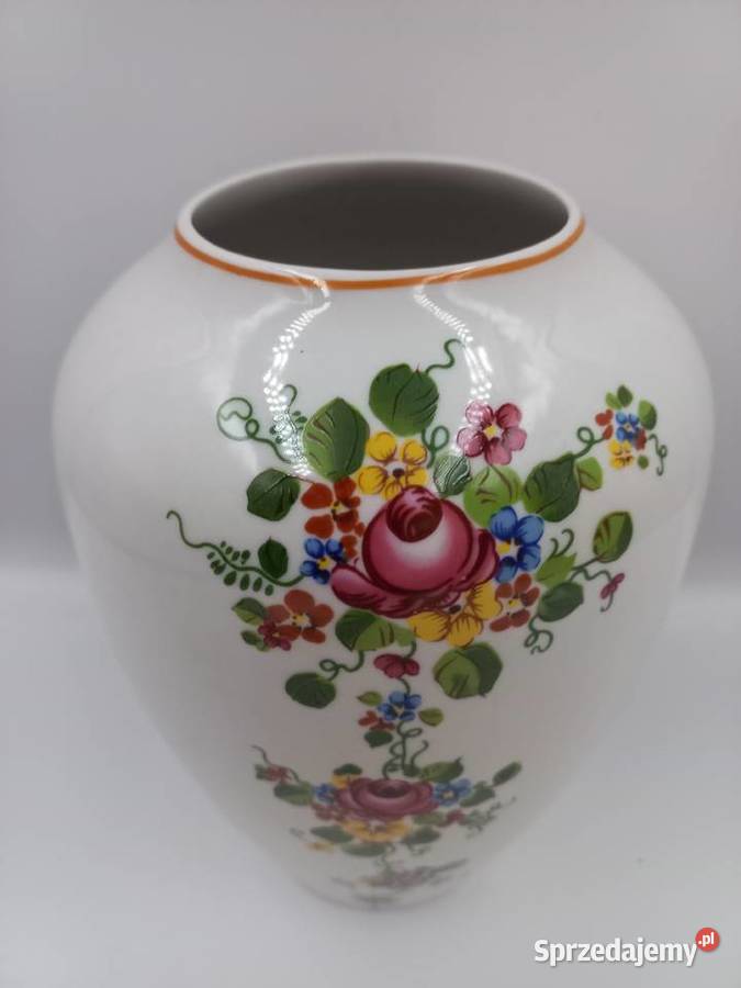 Porcelanowy ręcznie malowany wazon sygn Inowrocław