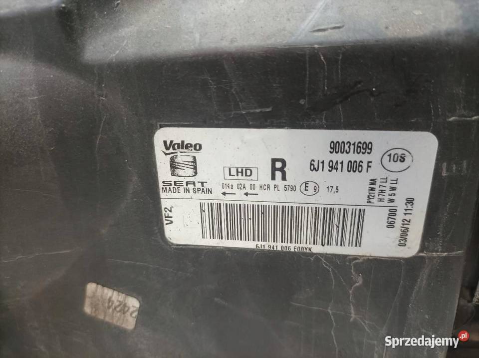 LAMPA PRZÓD PRAWA LIFT EU 6J1941006F Seat Ibiza świętokrzyskie sprzedam