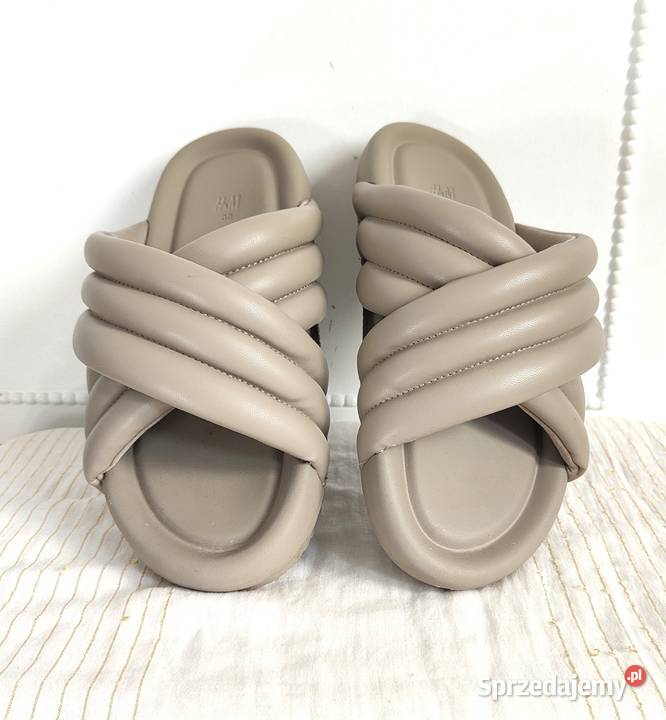 Klapki HM 39 beżowe brązowe buty sandały wsuwane H&amp;M Szczecin