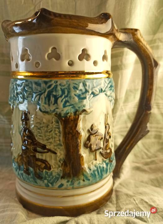 KUFEL MYŚLIWSKI porcelanowy ROYAL DUX sygnowany śląskie Bytom