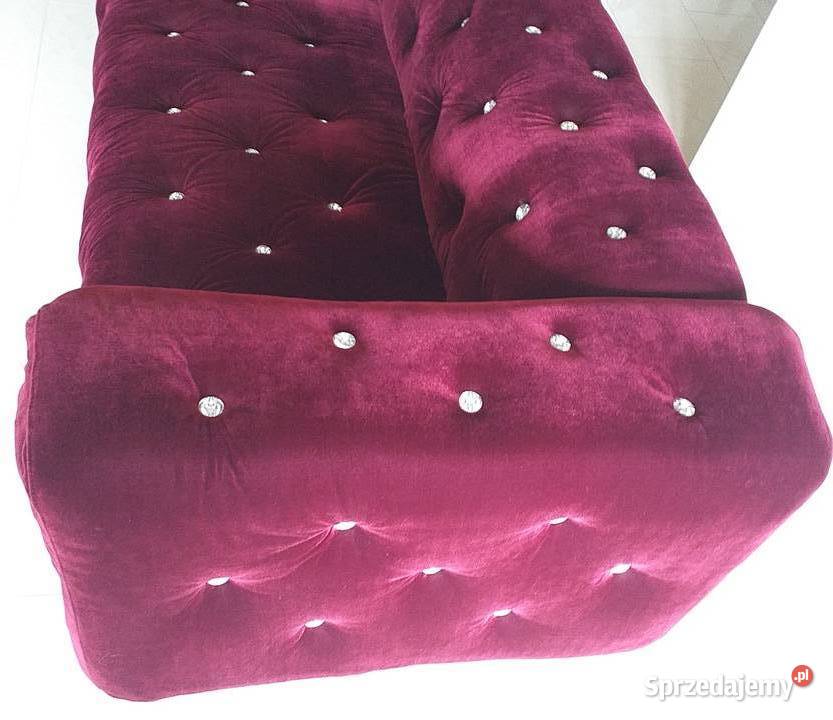 Sofa kanapa glamour bordowa tapicerowana Warszawa sprzedam