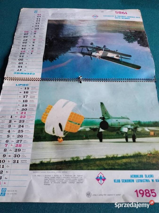 Stary kalendarz lotniczy 1985 Aeroklub śląski Dąbrowa Górnicza