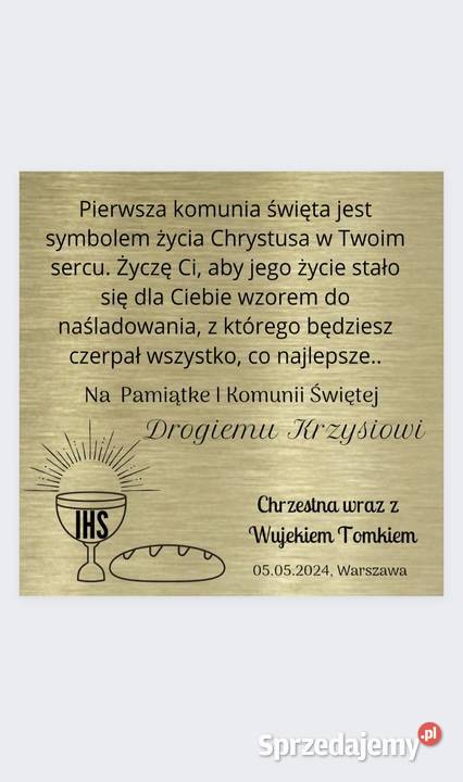 Dedykacja życzenia komunia inne okazje piękna Kraków